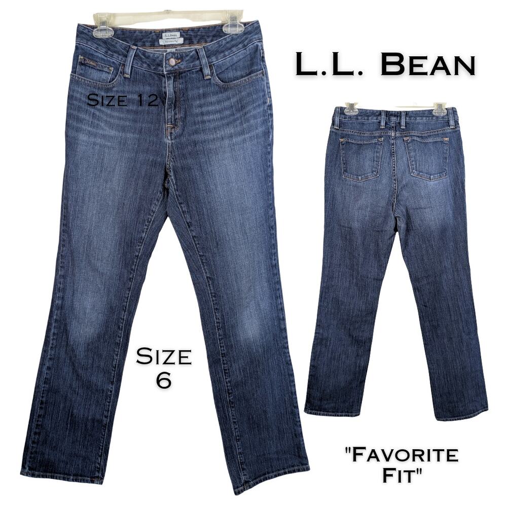 LL.Bean Favorite Fit Jeans Womens 6 Reg Blue Denim Straight Leg Mid Rise Classic